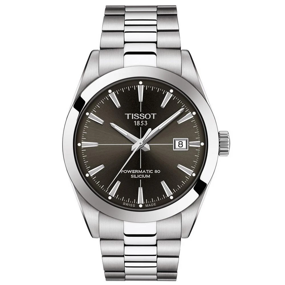 商品Tissot|Men's Swiss Automatic Gentleman Powermatic 80 Silicium Stainless Steel Bracelet Watch 40mm,价格¥5952,第1张图片