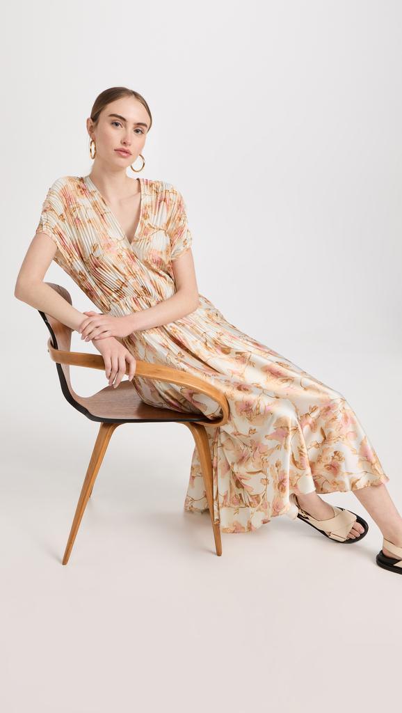 商品Vince|Floral Crushed 盖袖 V 领连衣裙,价格¥2228,第4张图片详细描述
