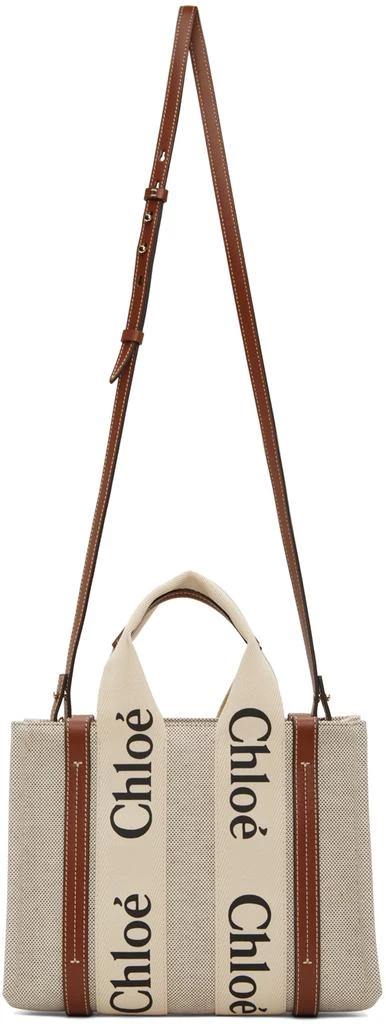 商品Chloé|Off-White & Brown Small Woody Tote,价格¥7673,第4张图片详细描述