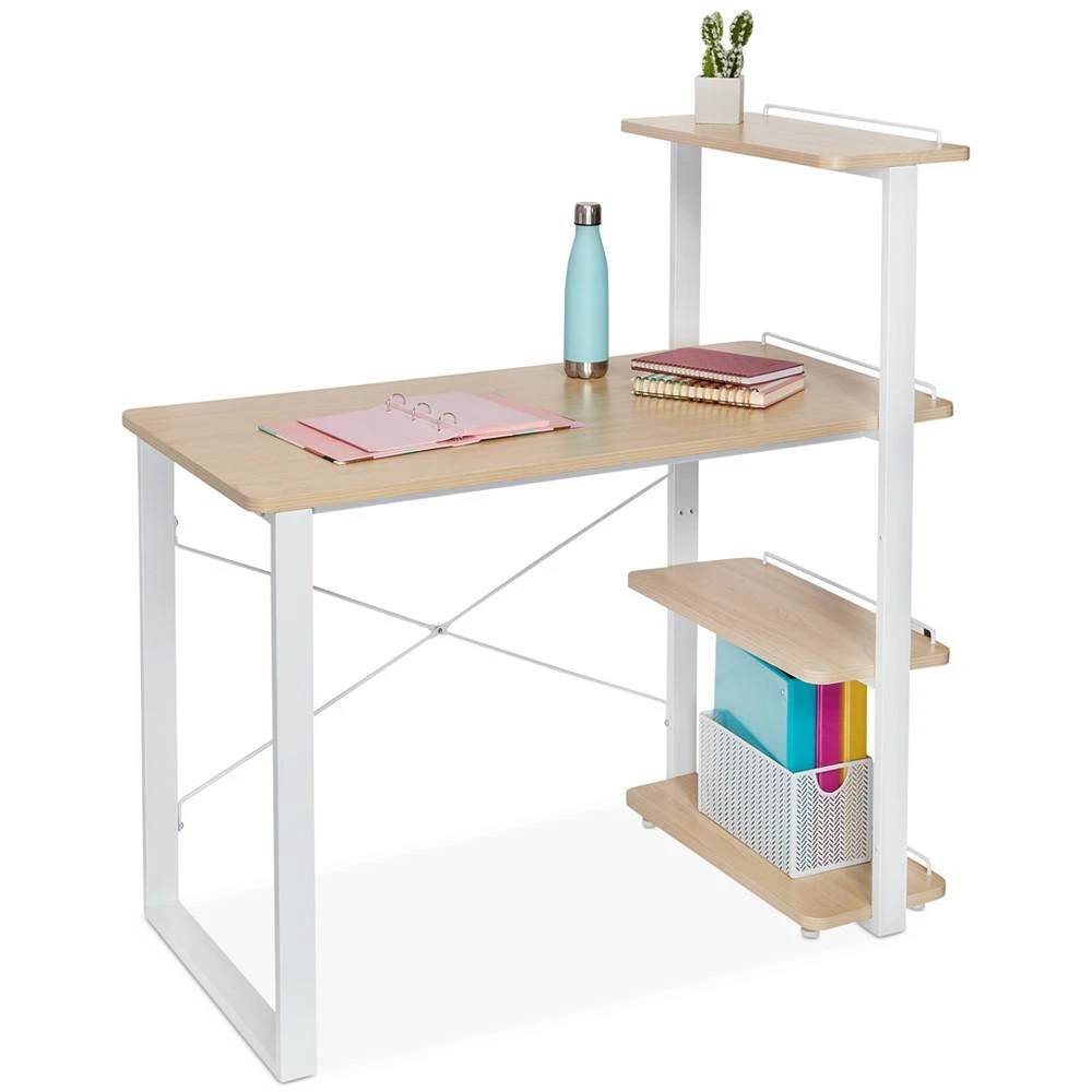 商品Honey Can Do|Home Office Computer Desk with Shelves,价格¥2032,第1张图片