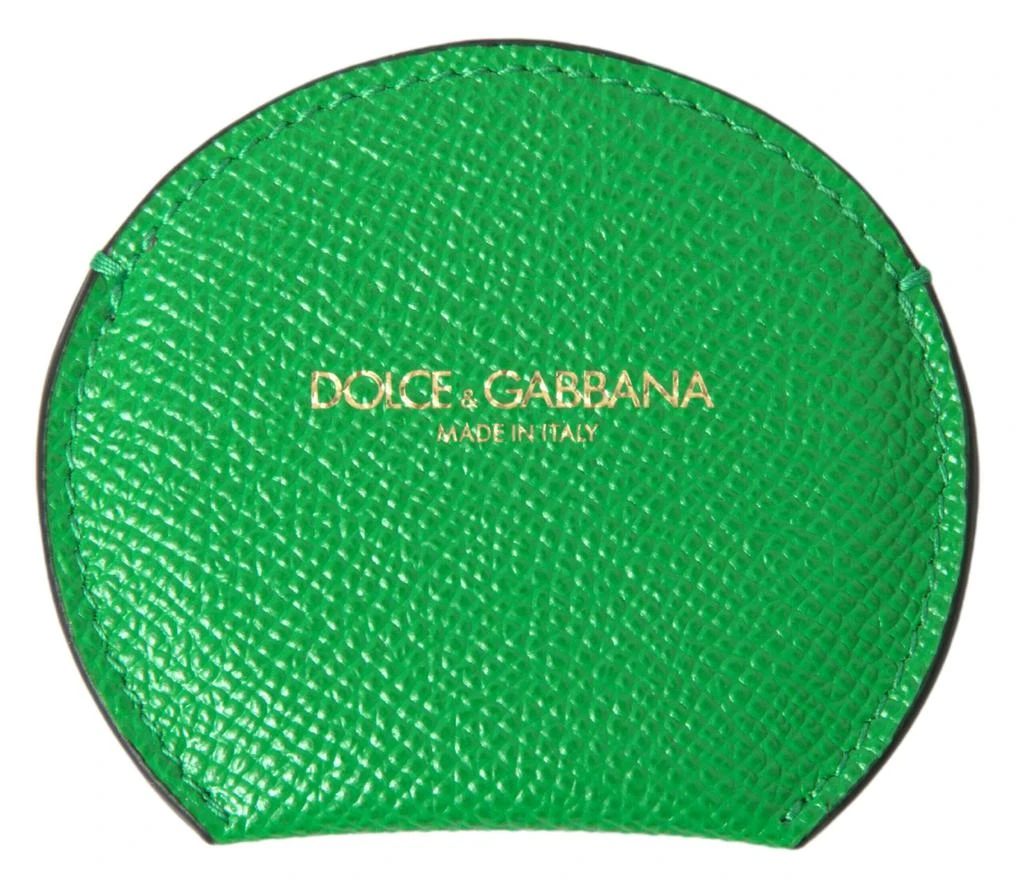 商品Dolce & Gabbana|Dolce & Gabbana Green Calfskin Leather Round Logo Hand Mirror Holder,价格¥803,第1张图片