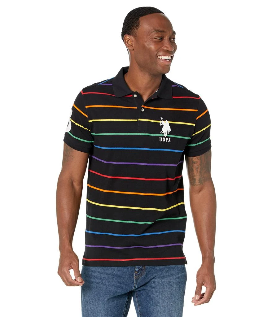 商品U.S. POLO ASSN.|Short Sleeve Slim Fit Pride Yarn-Dye Striped Polo,价格¥188,第1张图片