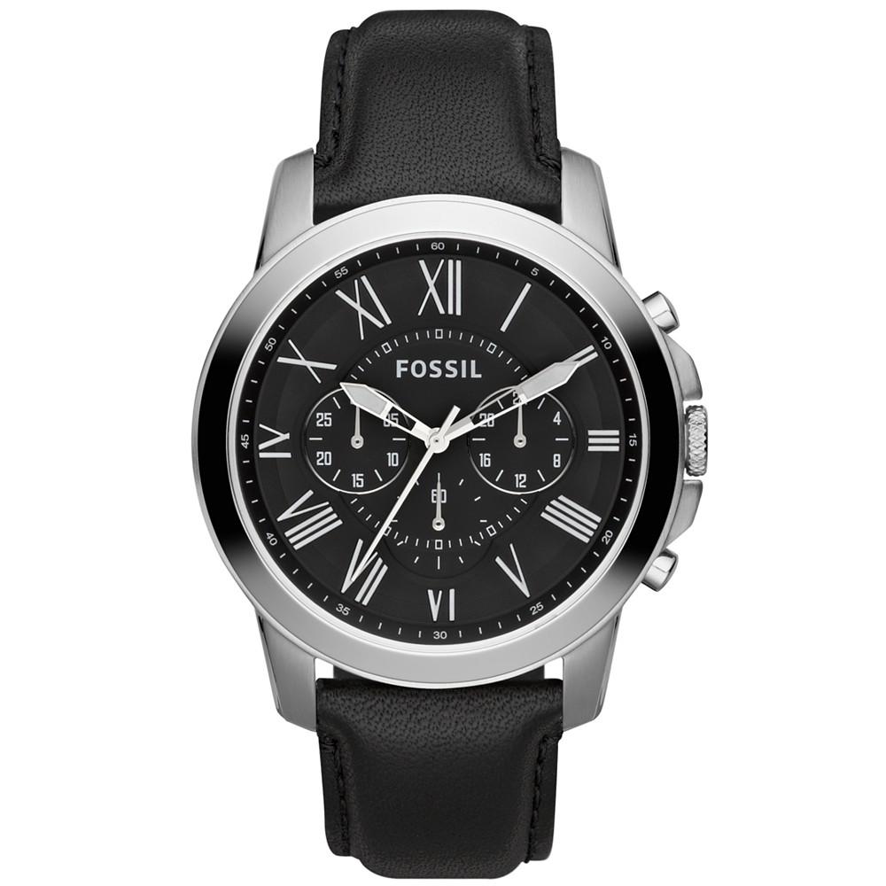 Men's Chronograph Grant Black Leather Strap Watch 44mm FS4812商品第1张图片规格展示