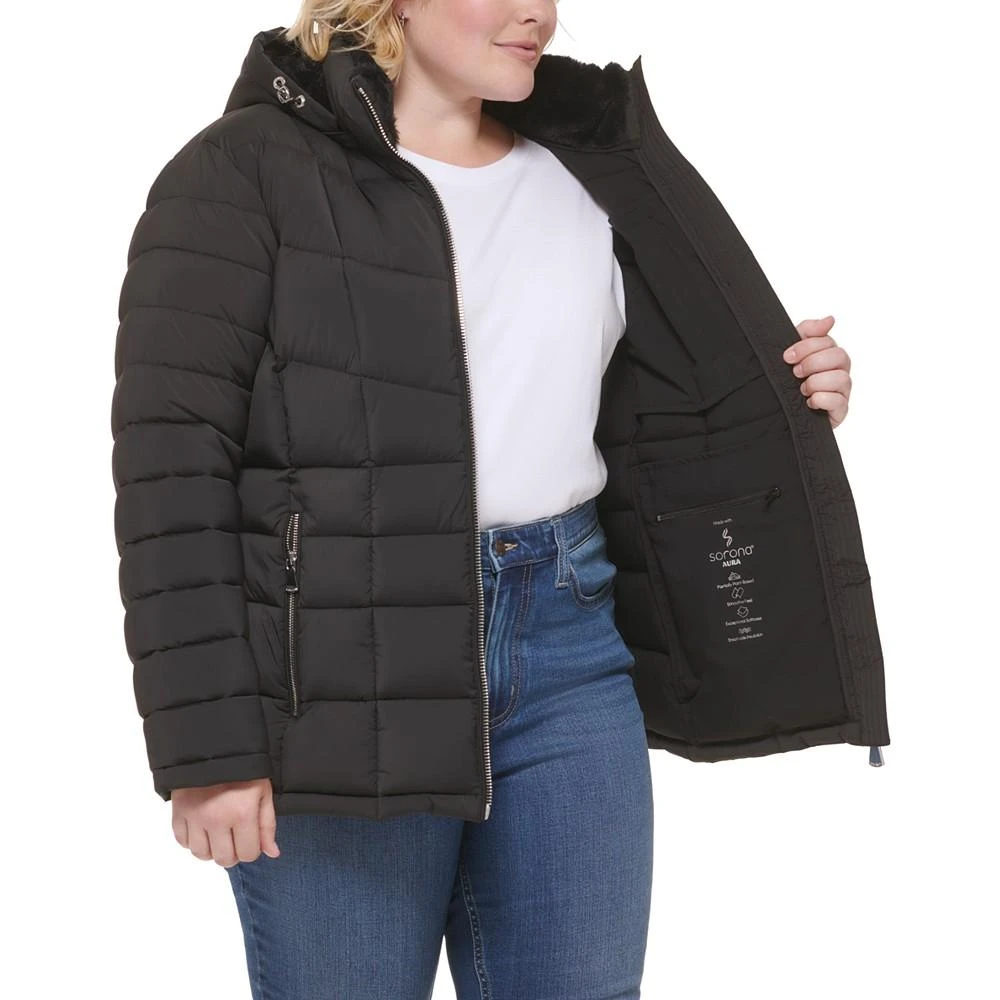 Women's Plus Size Faux-Fur-Trim Hooded Puffer Coat, Created for Macy's 商品