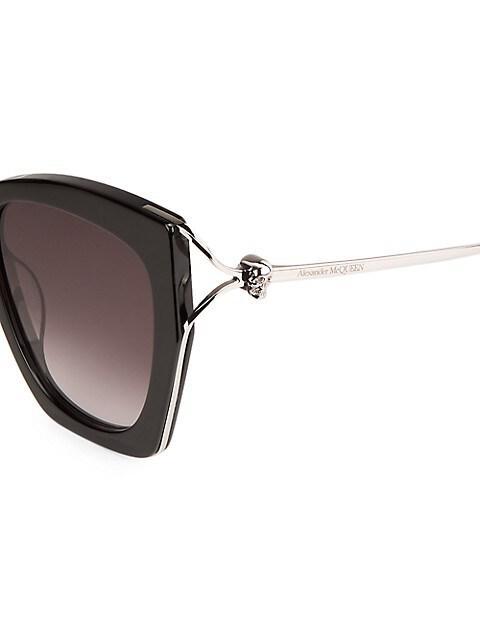 商品Alexander McQueen|Skull Hinge Combi 53MM Cat-Eye Acetate Sunglasses,价格¥3235,第5张图片详细描述