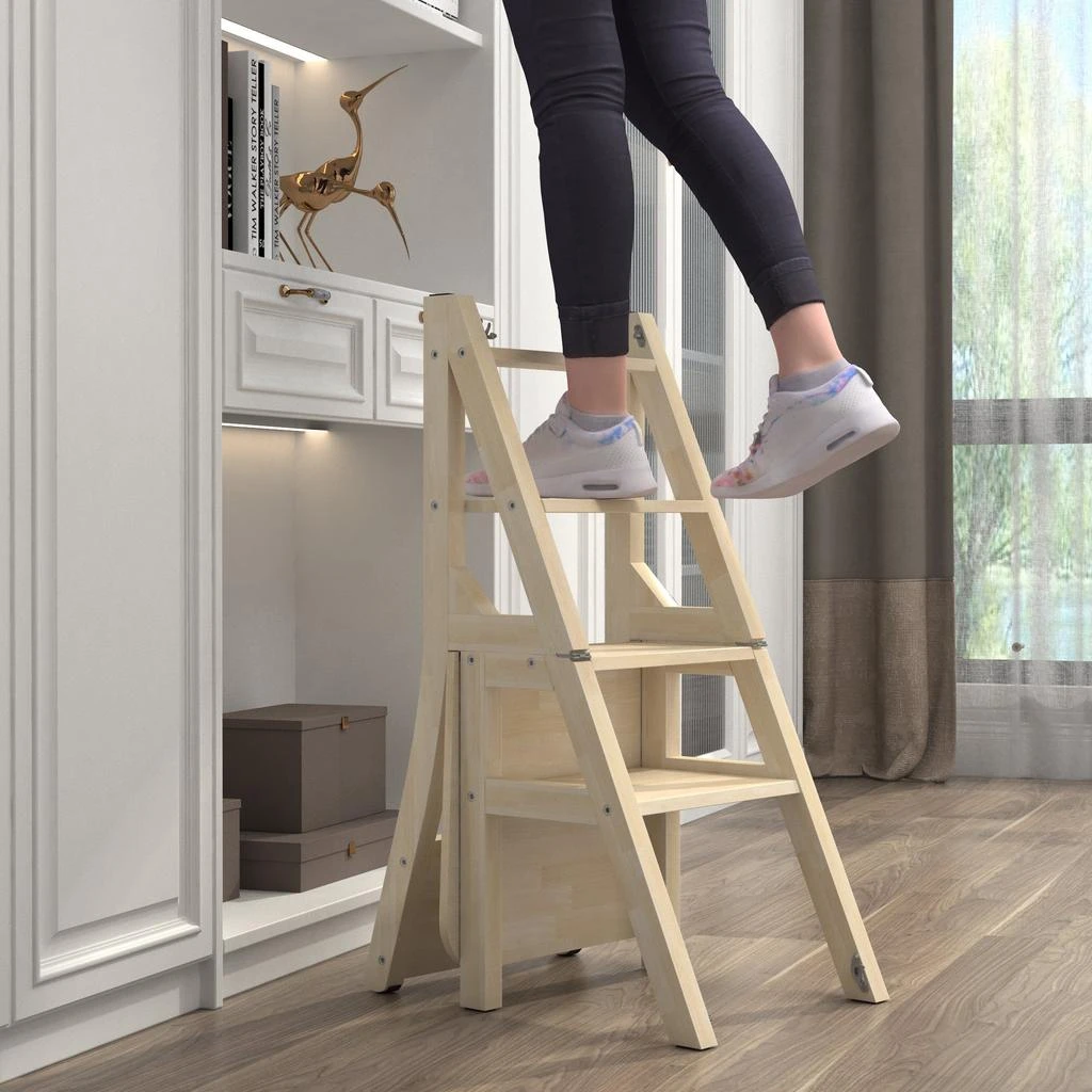 商品Simplie Fun|Solid Wood Step Folding Ladder Chair,价格¥1522,第5张图片详细描述