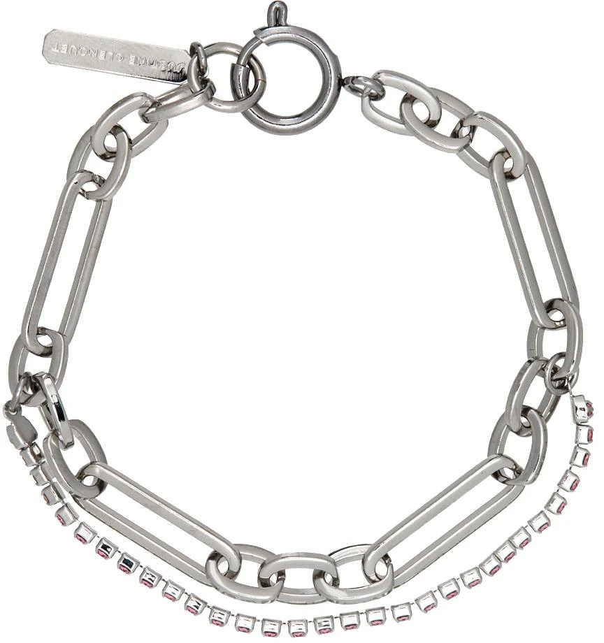 商品Justine Clenquet|SSENSE Exclusive Silver & Pink Paloma Bracelet,价格¥441,第2张图片详细描述