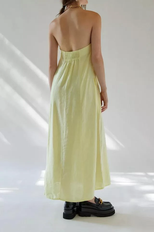 商品Urban Outfitters|UO Meave Linen Strapless Midi Dress,价格¥152,第4张图片详细描述