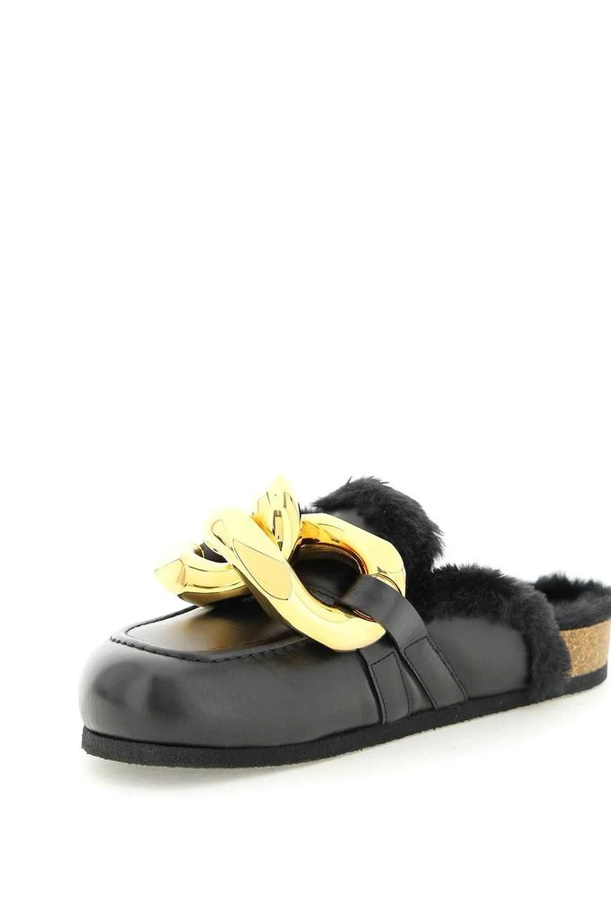 商品JW Anderson|LEATHER CHAIN MULES WITH ECOFUR LINING,价格¥2859,第4张图片详细描述