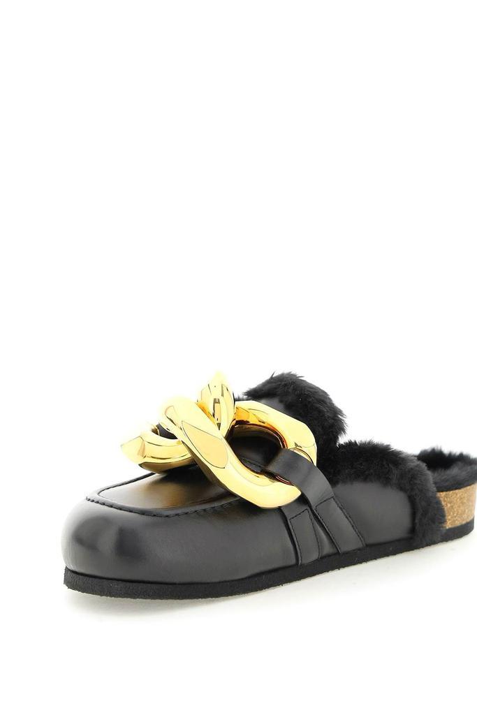 商品JW Anderson|LEATHER CHAIN MULES WITH ECOFUR LINING,价格¥2680,第6张图片详细描述