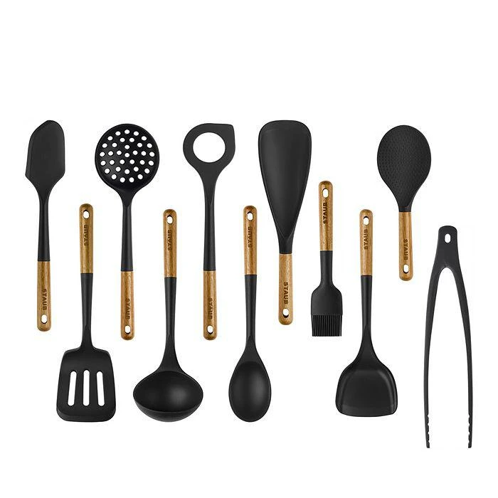 商品Staub|11 Piece Silicone & Acacia Complete Utensil Set,价格¥1128,第2张图片详细描述