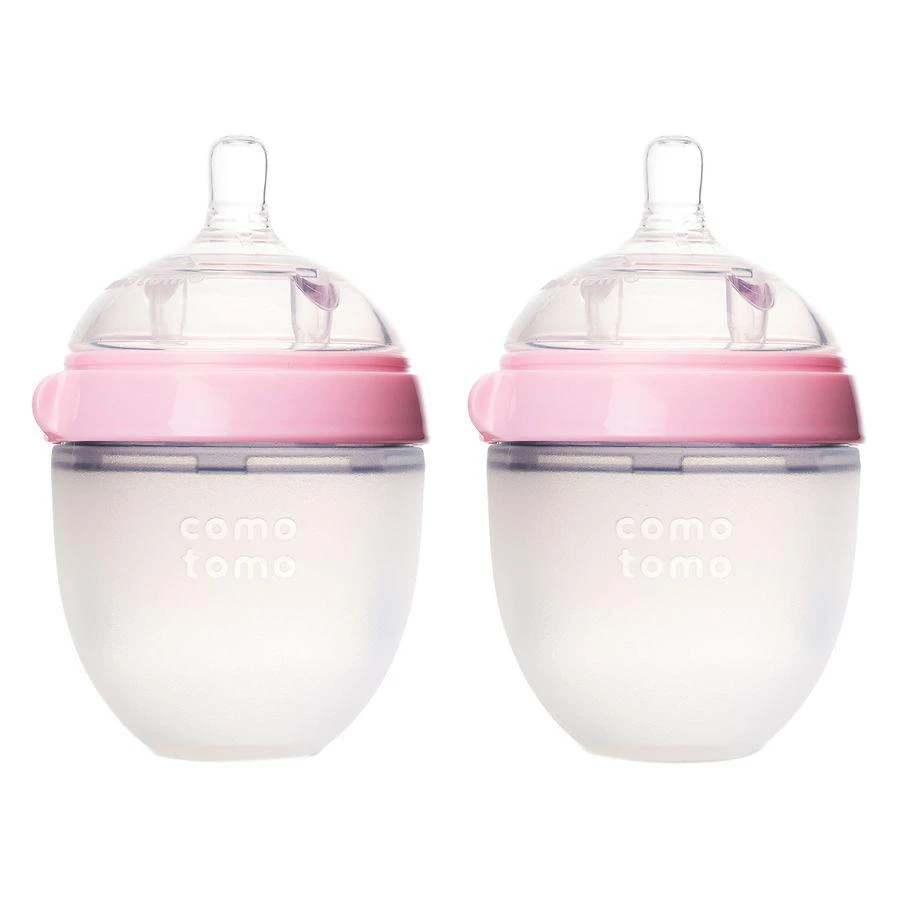 商品Comotomo|婴儿宽口硅胶妈妈奶瓶 粉色 150ml 两只装,价格¥171,第1张图片
