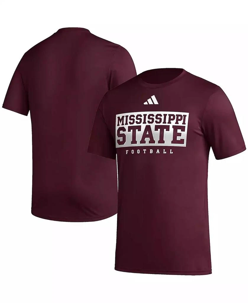 商品Adidas|Men's Maroon Mississippi State Bulldogs Football Practice AEROREADY Pregame T-shirt,价格¥253,第1张图片