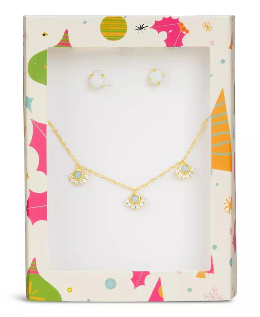 商品Sterling Forever|Opal Stud Earrings and Necklace Tis The Season Gift Set,价格¥454,第1张图片