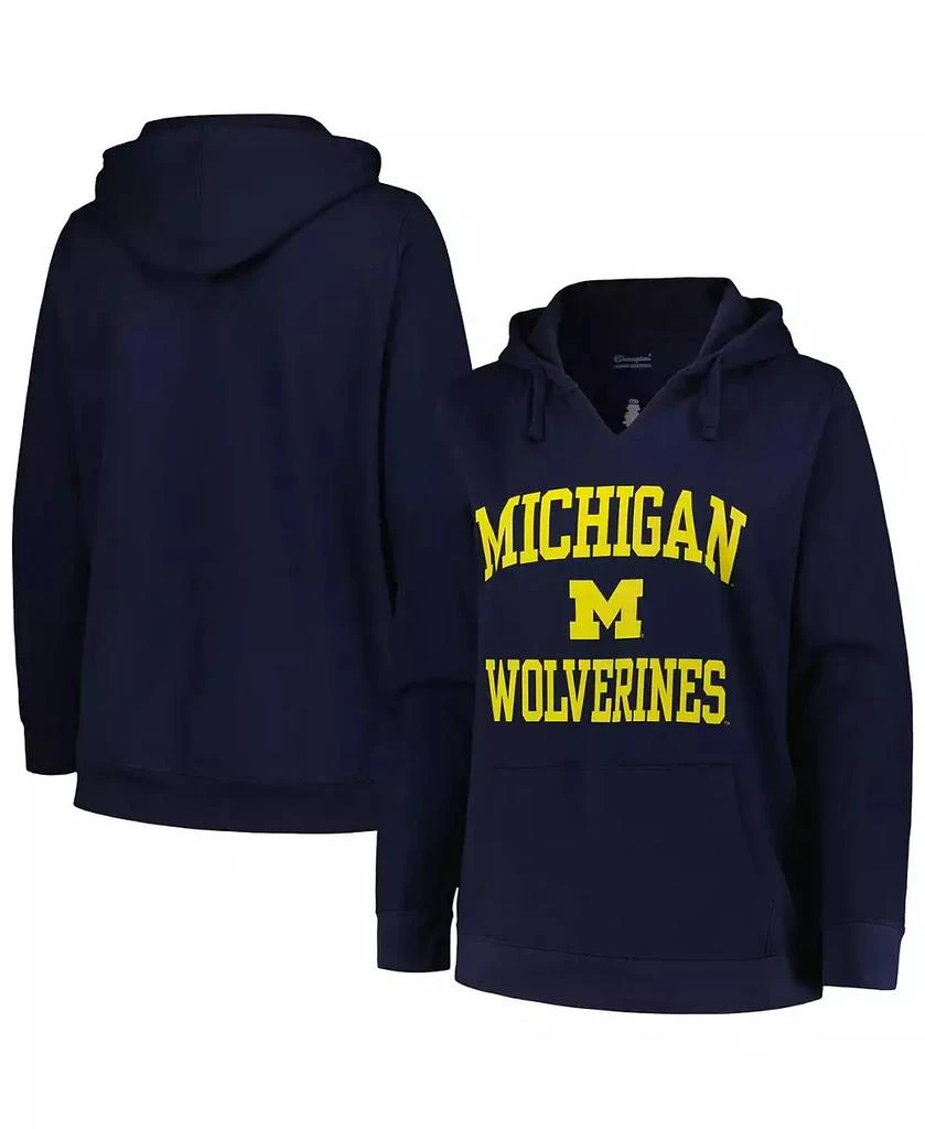 商品CHAMPION|Women's Navy Michigan Wolverines Plus Size Heart & Soul Notch Neck Pullover Hoodie,价格¥491,第1张图片