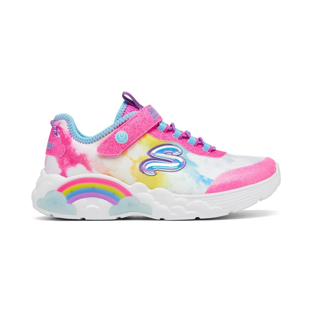 商品SKECHERS|Little Girls S Lights - Rainbow Racer Light-Up Adjustable Strap Closure Casual Sneakers from Finish Line,价格¥225,第2张图片详细描述