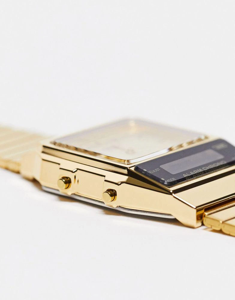 商品Casio|Casio vintage style watch with grid face in gold Exclusive at ASOS,价格¥637,第3张图片详细描述