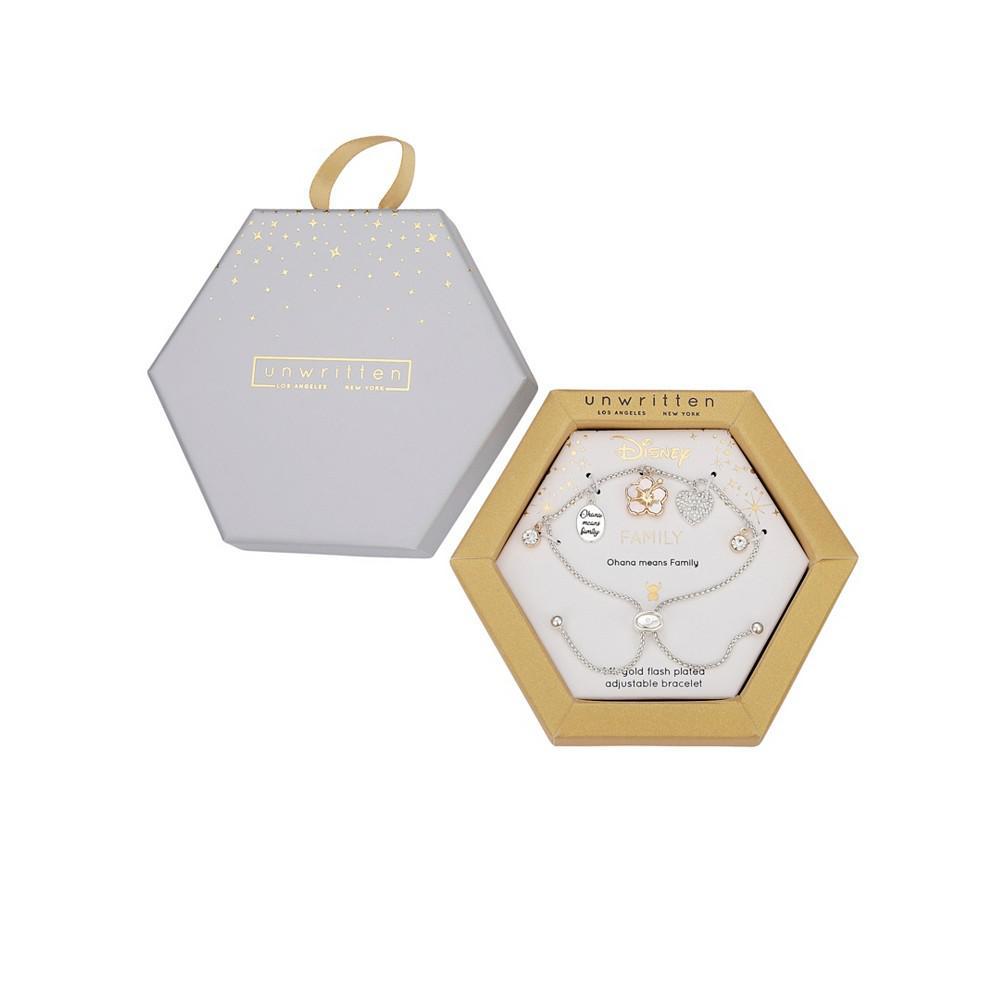 商品Unwritten|14K Gold Flash-Plated Mother of Pearl and Crystal "Ohana Means Family" Bolo Bracelet,价格¥133,第4张图片详细描述