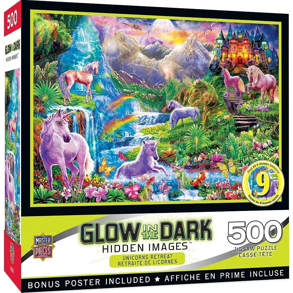 商品MasterPieces Puzzles|Hidden Images - Unicorns Retreat 500 Piece Adult Jigsaw Puzzle,价格¥149,第1张图片