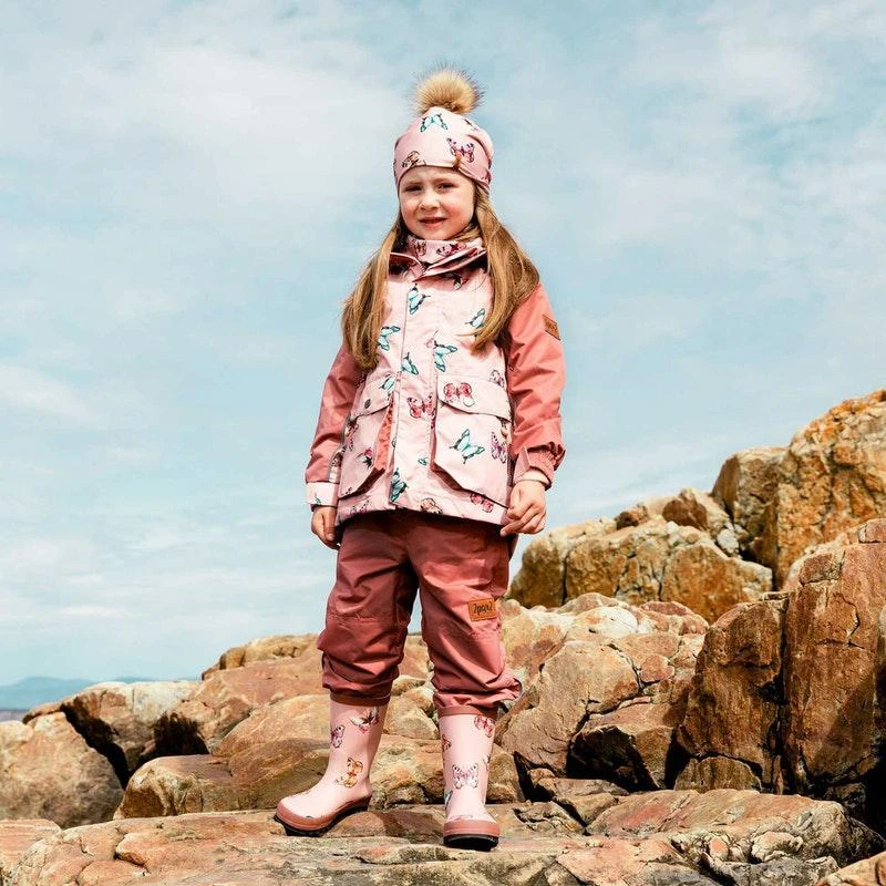 商品Deux Par Deux|Printed Detachable Pompom Hat Pink Watercolor Butterflies 6/24M,价格¥106,第2张图片详细描述