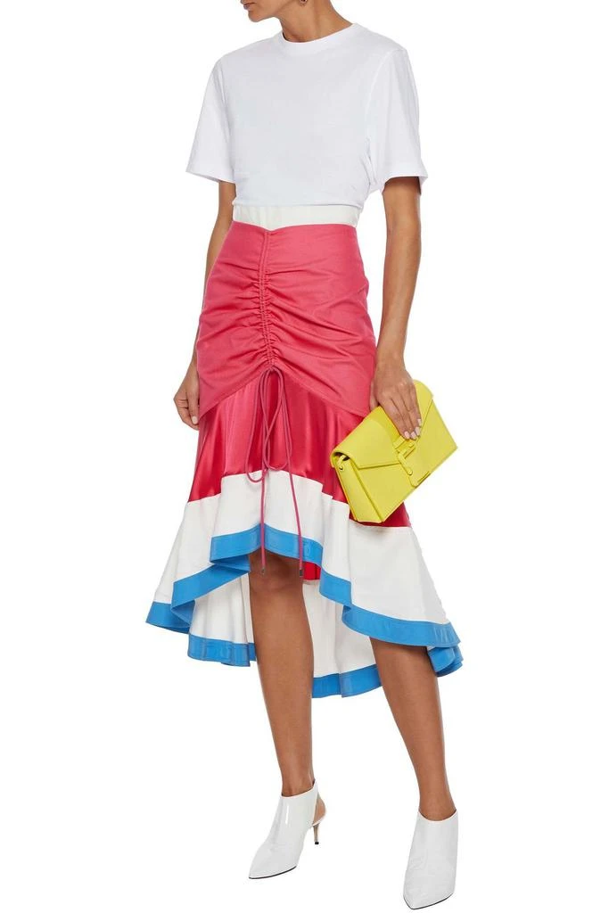 商品PRABAL GURUNG|Ruched satin-paneled twill skirt,价格¥4040,第2张图片详细描述