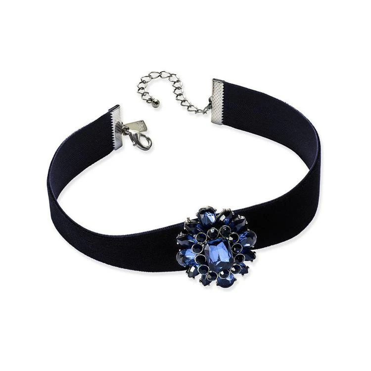 商品INC International|Hematite-Tone Blue Stone Brooch Black Velvet Choker Necklace, Created for Macy's,价格¥67,第1张图片