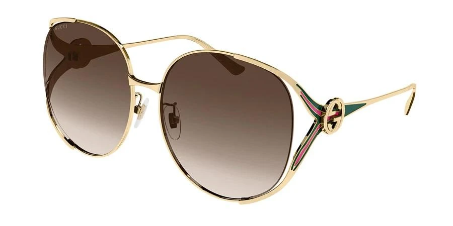 商品Gucci|Brown Gradient Oversized Ladies Sunglasses GG0225S 007 63,价格¥1662,第1张图片