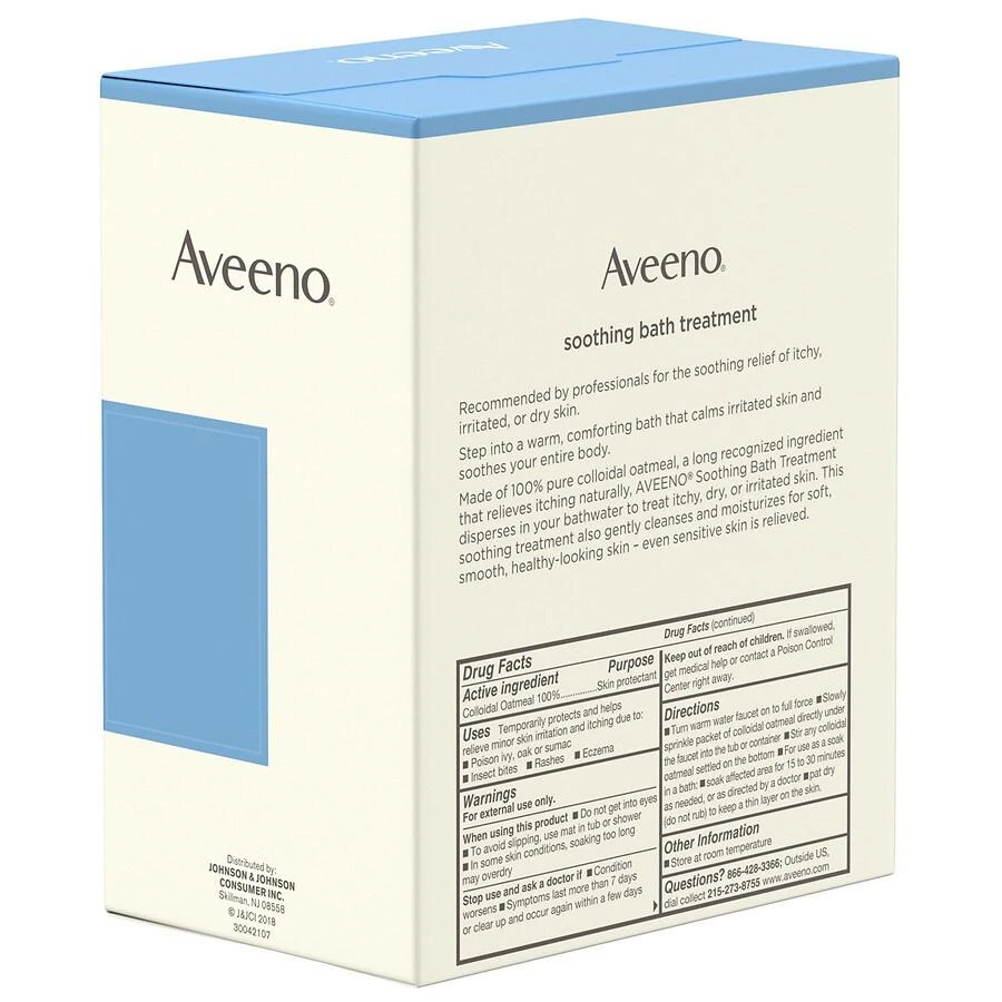 商品Aveeno|Soothing Bath Treatment, Colloidal Oatmeal Skin Protectant Single Use Packets,价格¥76,第3张图片详细描述