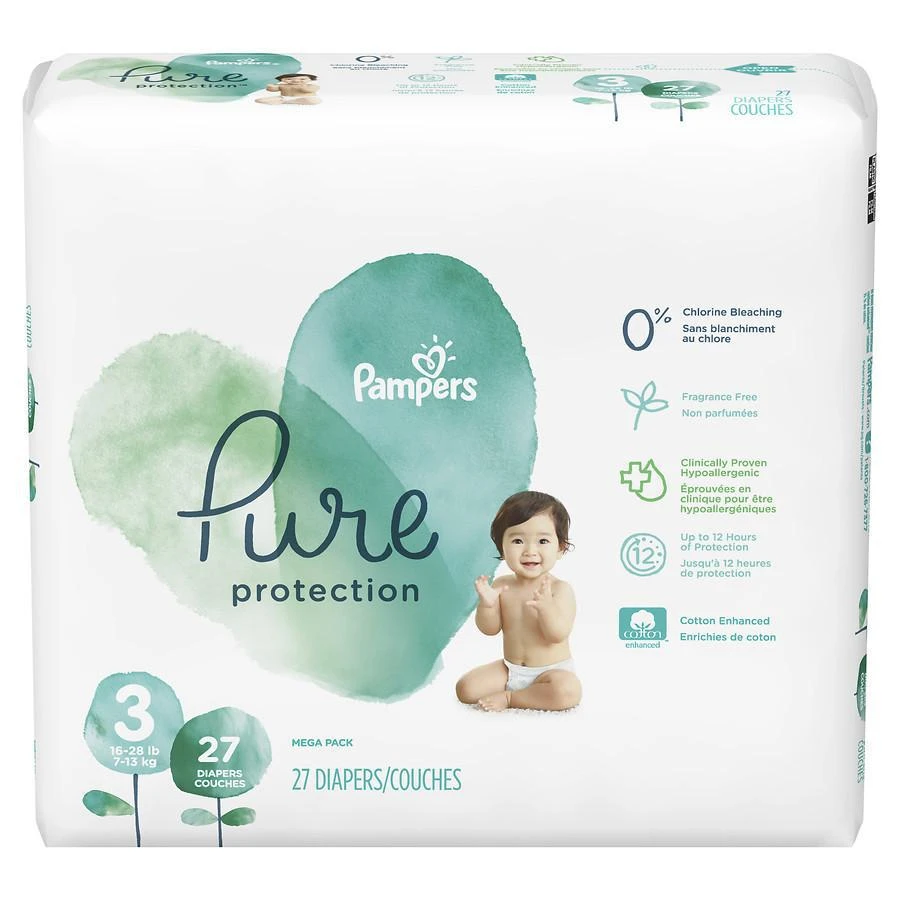 商品Pampers|Pampers Pure Protection 婴儿纸尿布 3号,价格¥59,第1张图片