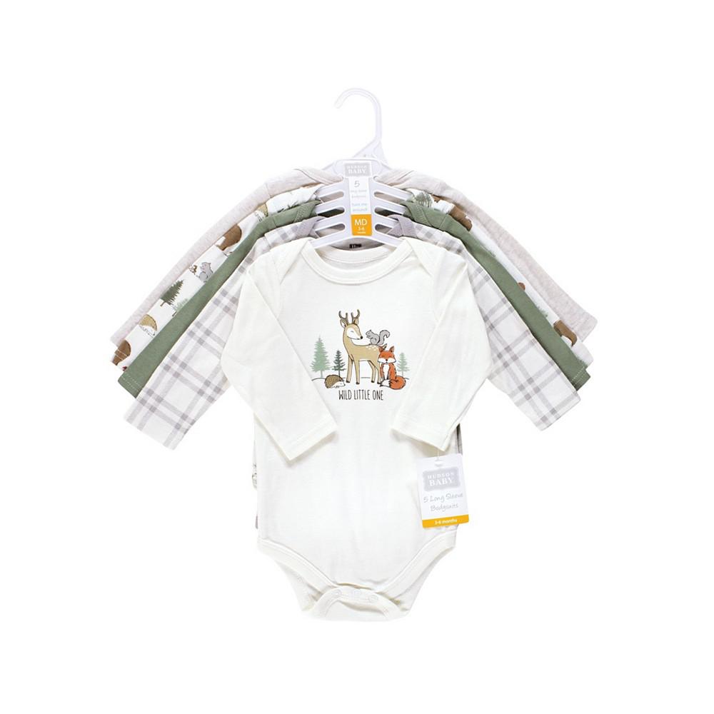 Baby Boys Long-Sleeve Bodysuits, Packs of 5商品第2张图片规格展示
