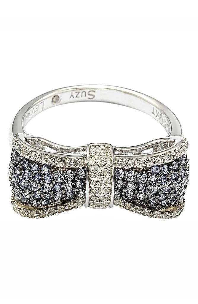 商品Suzy Levian|Two-Tone 18K Gold Plated Sterling Silver Sapphire & Diamond Bow Ring,价格¥2087,第5张图片详细描述