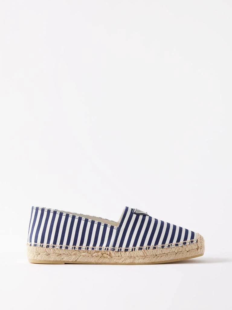 商品Prada|Triangle logo-plaque striped canvas espadrilles,价格¥3398,第1张图片