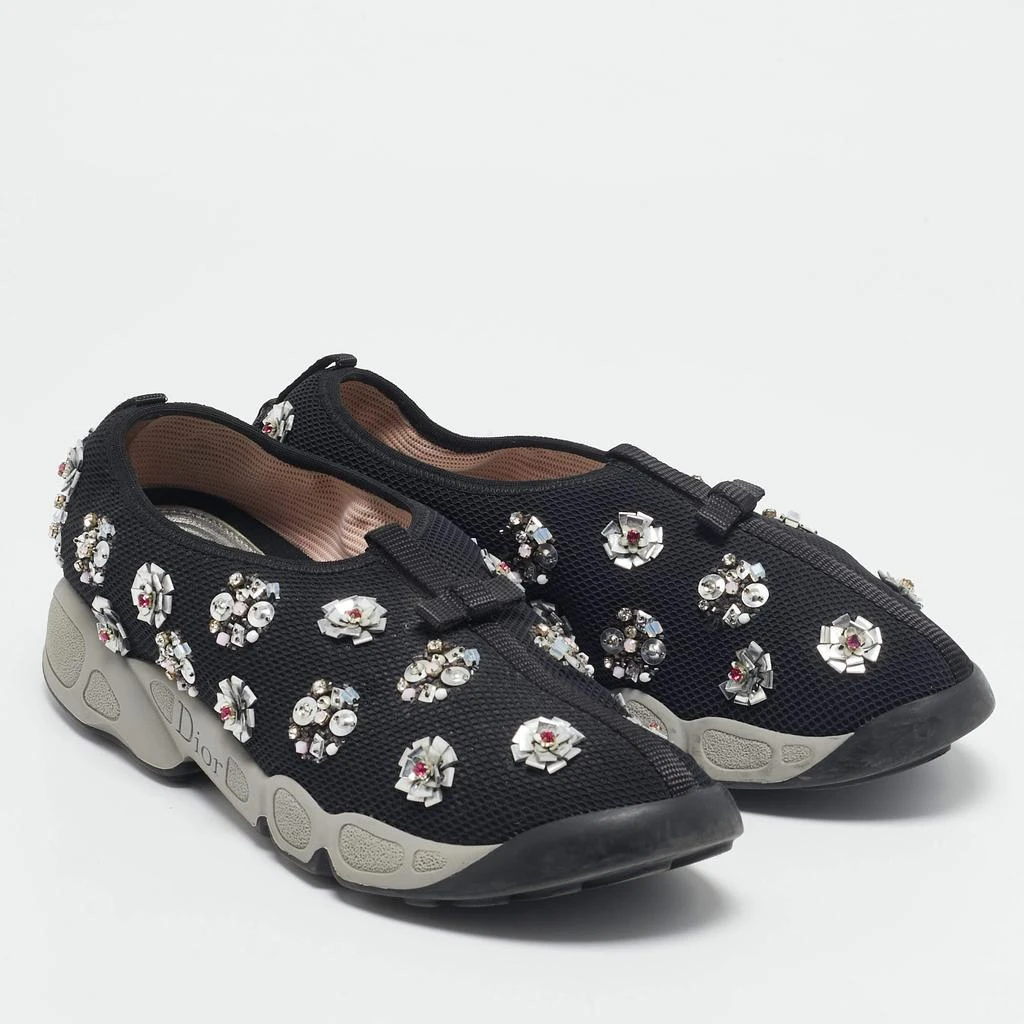 商品[二手商品] Dior|Dior Black Mesh Fusion Floral Embellished Slip On Sneakers Size 39,价格¥2460,第4张图片详细描述