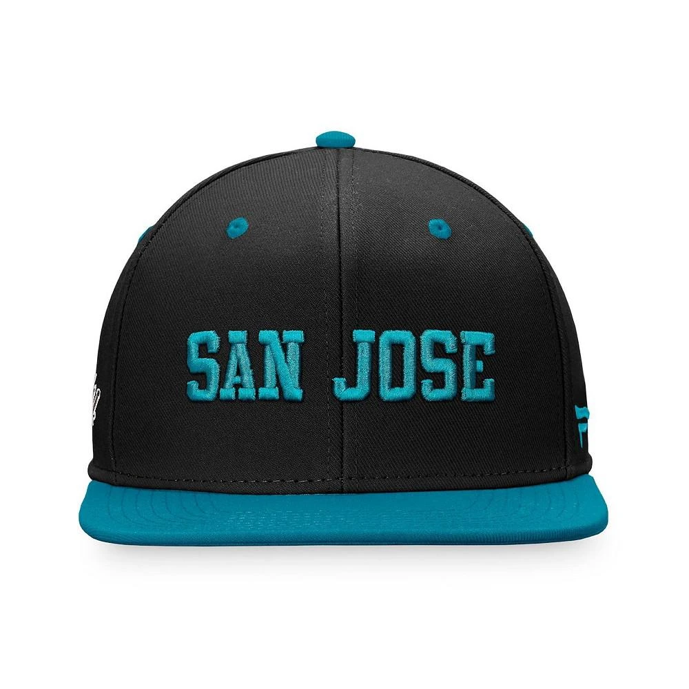 商品Fanatics|Men's Branded Black, Teal San Jose Sharks Heritage City Two-Tone Snapback Hat,价格¥228,第4张图片详细描述