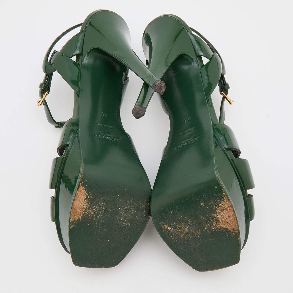 Yves Saint Laurent Green Patent Leather Tribute Platform Sandals Size 40商品第6张图片规格展示