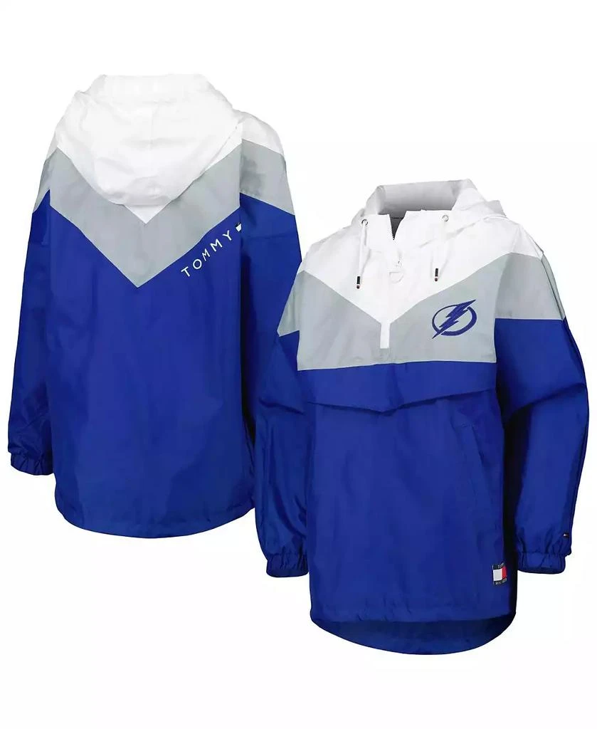 商品Tommy Hilfiger|Women's Blue, Silver Tampa Bay Lightning Staci Half-Zip Windbreaker Jacket,价格¥695,第1张图片