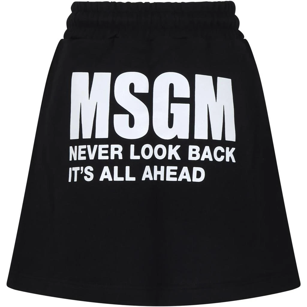 商品MSGM|Black Skirt For Girl With Logo And Writing,价格¥815,第1张图片