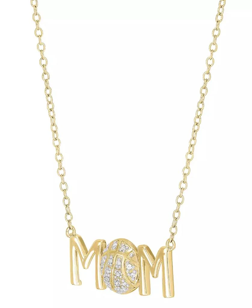 商品Macy's|Diamond Basketball Mom Pendant Necklace (1/20 ct. t.w.) in Sterling Silver or 14k Gold-Plated Sterling Silver, 16" + 2" extender,价格¥673,第3张图片详细描述