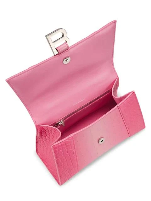 商品Balenciaga|Hourglass Croc-Embossed Leather Top Handle Bag,价格¥7550,第3张图片详细描述