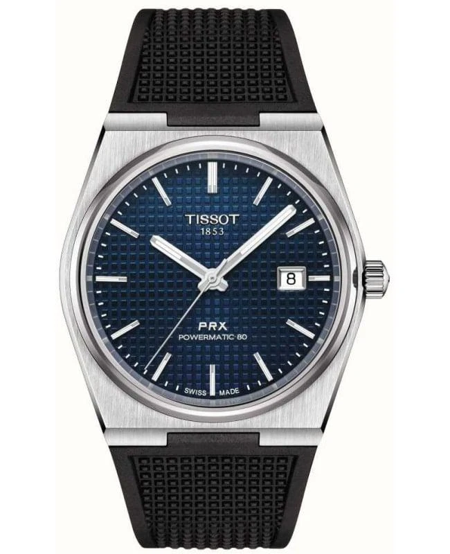 商品Tissot|Tissot PRX Powermatic 80 Automatic Blue Dial Black Rubber Strap Men's Watch T137.407.17.041.00,价格¥3986,第1张图片