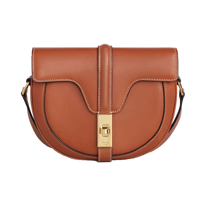 商品Celine|CELINE/赛琳 经典款 女士BESACE 16系列 小号天然牛皮焦糖色单肩斜挎翻盖包,价格¥15947,第1张图片