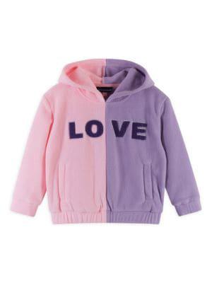 Little Girl's & Girl's 2-Piece Colorblock Heart Hooded Set商品第3张图片规格展示