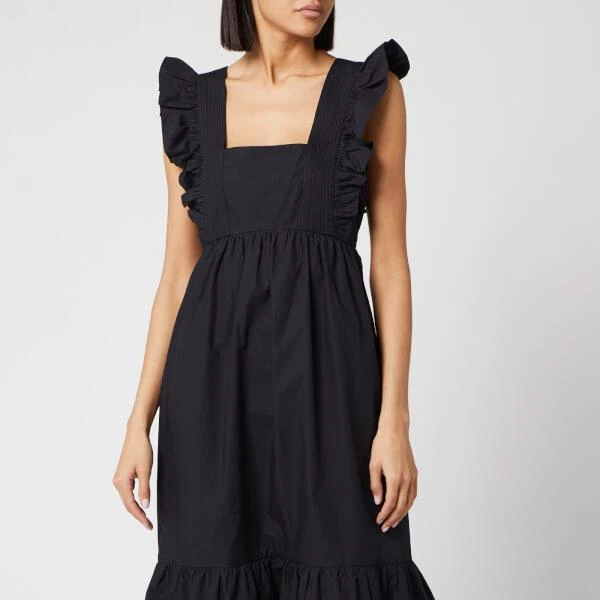 商品Self Portrait|Self-Portrait Women's Black Cotton Poplin Midi Dress - Black,价格¥1710,第3张图片详细描述