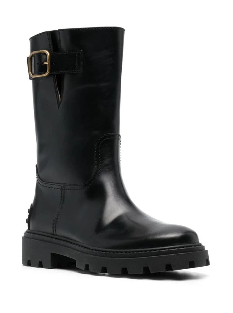 商品Tod's|Black 'Biker' Boots with Buckle Detail and Gold-tone Hardware in Leather Woman,价格¥4714,第2张图片详细描述
