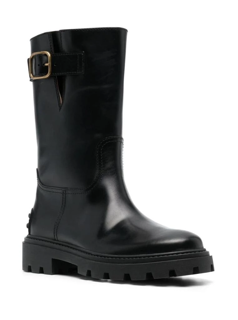 商品Tod's|Black 'Biker' Boots with Buckle Detail and Gold-tone Hardware in Leather Woman,价格¥4612,第2张图片详细描述