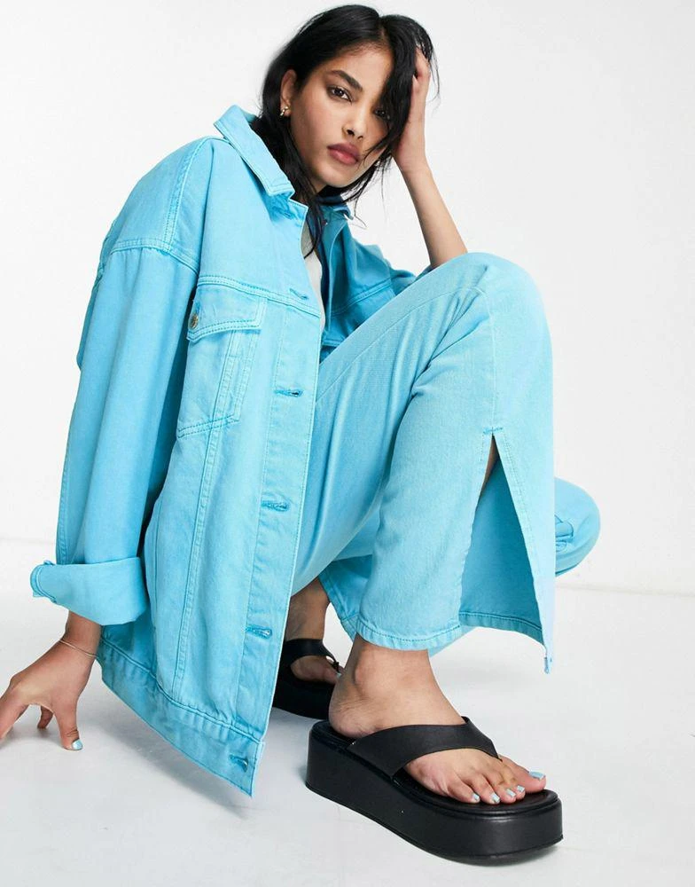 商品Topshop|Topshop Kort split hem co-ord jeans in turquoise,价格¥220,第4张图片详细描述