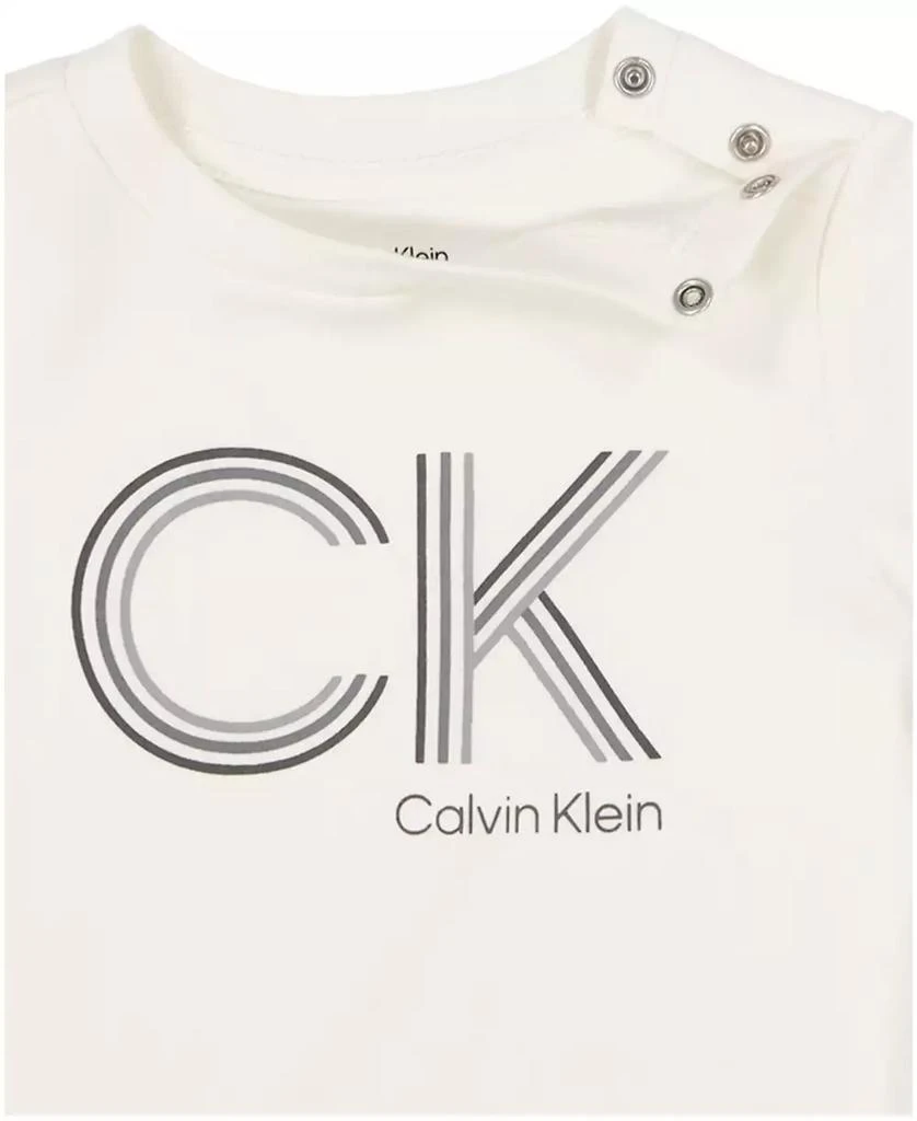 商品Calvin Klein|Baby Boy Long Sleeve Logo Bodysuit, Twill Pants Check Berber Shirt Jacket, 3-Piece Set,价格¥280,第3张图片详细描述