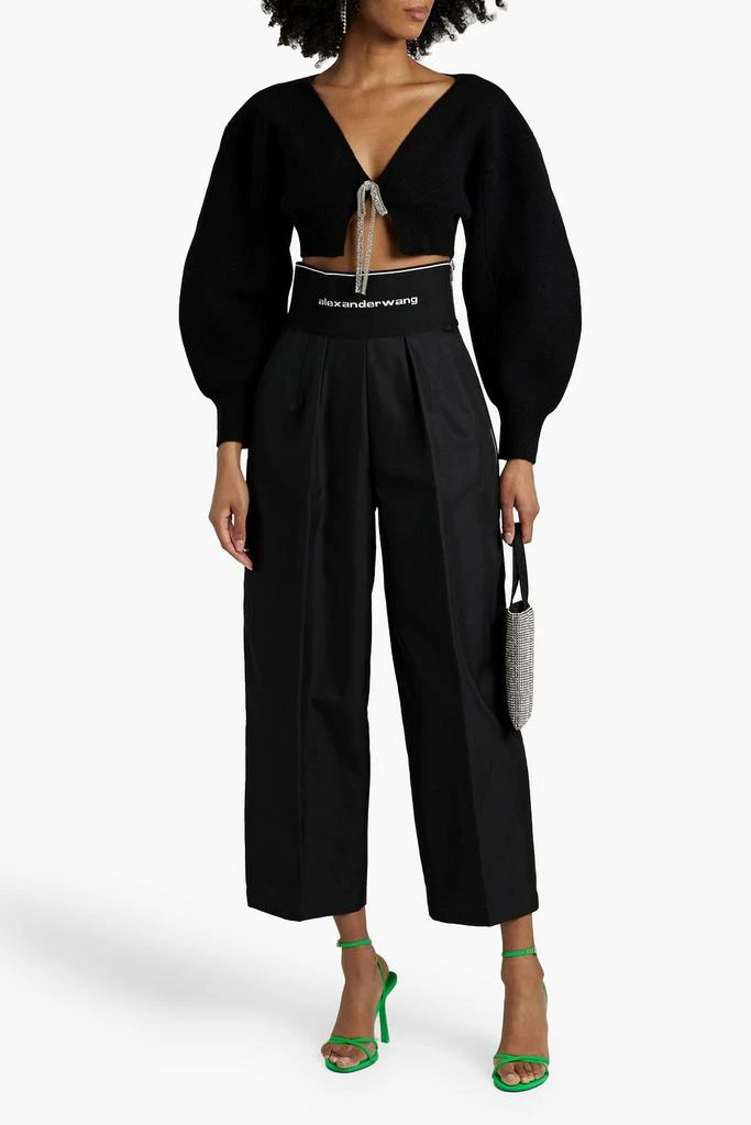 商品Alexander Wang|Cropped crystal-embellished wool-blend cardigan,价格¥2093,第2张图片详细描述