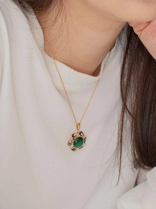商品GETMEBLING|Green Gemstone Necklace,价格¥612,第1张图片详细描述