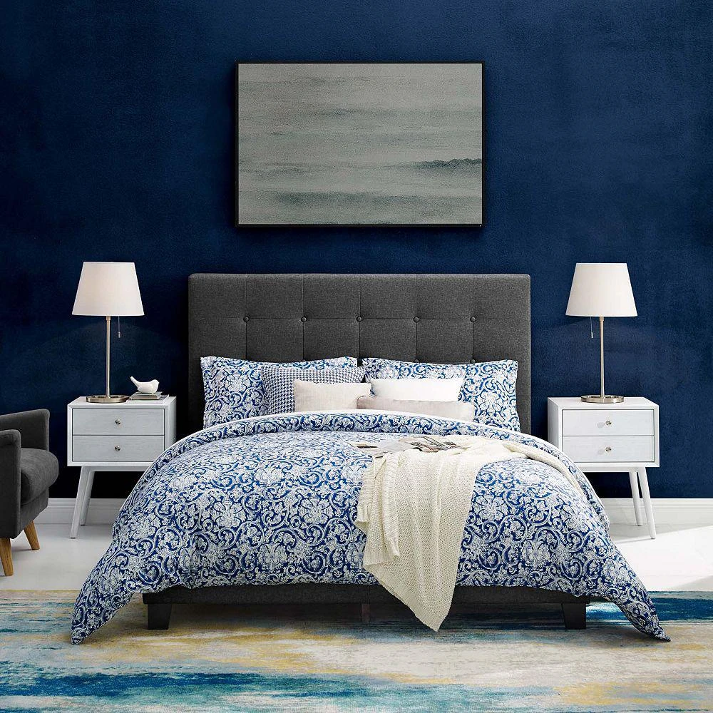 商品Modway|Melanie Tufted Button Upholstered Fabric Platform Bed Collection,价格¥2148,第2张图片详细描述